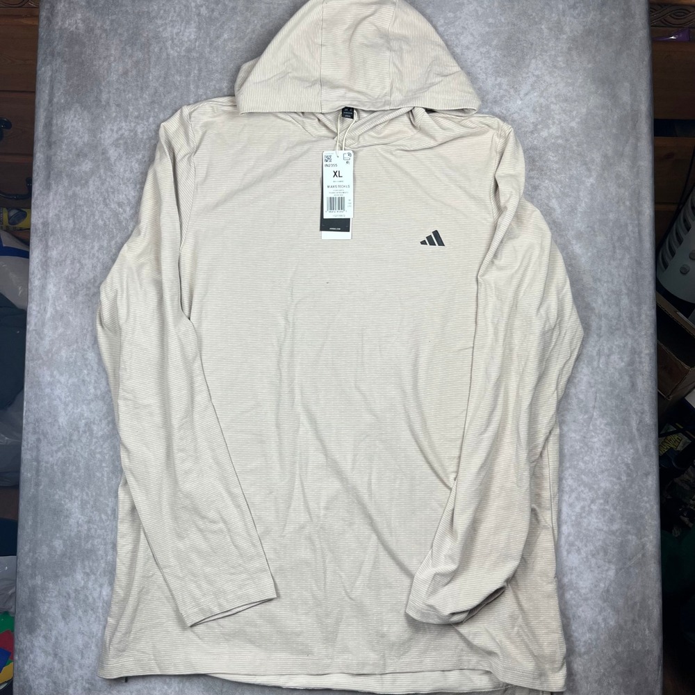 Adidas Mens Axis Tech Long Sleeve Training Hoodie Wonder Beige XL IN2355